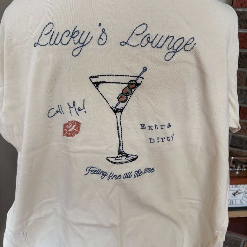 Lucky Brand Cream Tee with Graphic Design